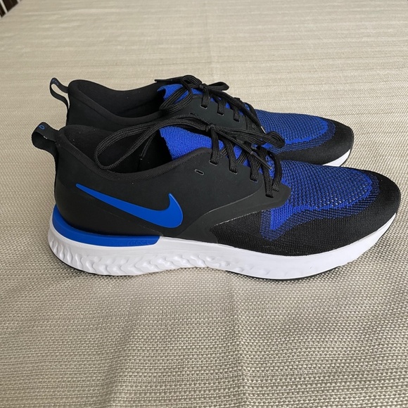 Nike Men`s Odyssey React 2 Flyknit Black/racer Blue Running Shoes Size 10,5 - Picture 6 of 9